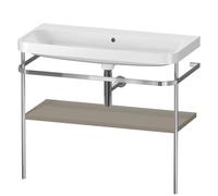 Duravit Happy D.2 Plus c-shaped Set avec console métallique, 975x490mm, sans trou pour robinetterie, HP4838N9292, HP4838N9292, Colorazione: Grigio pietra Vernice opaca Seta opaco