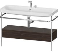 Duravit Happy D.2 Plus c-shaped Set avec console métallique et tiroir, 1175x490mm, 2 trous pour robinetterie, HP4844E69690000, HP4844E69690000, Colorazione: Noce spazzolato Impiallacciatura in vero le