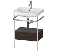 Duravit Happy D.2 Plus c-shaped Set avec console métallique et tiroir, 575x490mm, 1 trou pour robinetterie, HP4840O6969, HP4840O6969, Colorazione: Noce spazzolato Impiallacciatura in vero legno