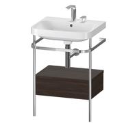 Duravit Happy D.2 Plus c-shaped Set avec console métallique et tiroir, 575x490mm, 2 trous pour robinetterie, HP4840E6969, HP4840E6969, Colorazione: Noce spazzolato Impiallacciatura in vero legno