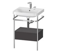 Duravit Happy D.2 Plus c-shaped Set avec console métallique et tiroir, 575x490mm, 2 trous pour robinetterie, HP4840E8080, HP4840E8080, Colorazione: Decoro grafite super opaco