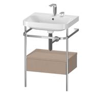 Duravit Happy D.2 Plus c-shaped Set avec console métallique et tiroir, 575x490mm, 2 trous pour robinetterie, HP4840E7575, HP4840E7575, Colorazione: Arredamento in lino