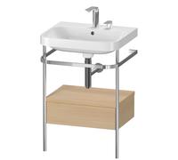 Duravit Happy D.2 Plus c-shaped Set avec console métallique et tiroir, 575x490mm, 2 trous pour robinetterie, HP4840E7171, HP4840E7171, Colorazione: Rovere mediterraneo impiallacciato in vero legno