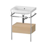 Duravit Happy D.2 Plus c-shaped Set avec console métallique et tiroir, 575x490mm, sans trou pour robinetterie, HP4840N7171, HP4840N7171, Colorazione: Rovere mediterraneo impiallacciato in vero legno