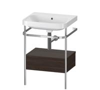Duravit Happy D.2 Plus c-shaped Set avec console métallique et tiroir, 575x490mm, sans trou pour robinetterie, HP4840N6969, HP4840N6969, Colorazione: Noce spazzolato Impiallacciatura in vero legno