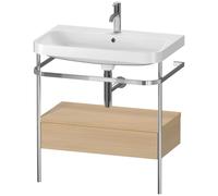 Duravit Happy D.2 Plus c-shaped Set avec console métallique et tiroir, 775x490mm, 1 trou pour robinetterie, HP4842O7171, HP4842O7171, Colorazione: Rovere mediterraneo impiallacciato in vero legno