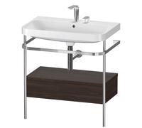 Duravit Happy D.2 Plus c-shaped Set avec console métallique et tiroir, 775x490mm, 2 trous pour robinetterie, HP4842E6969, HP4842E6969, Colorazione: Noce spazzolato Impiallacciatura in vero legno