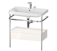 Duravit Happy D.2 Plus c-shaped Set avec console métallique et tiroir, 775x490mm, 2 trous pour robinetterie, HP4842E2222, HP4842E2222, Colorazione: Decoro bianco lucido