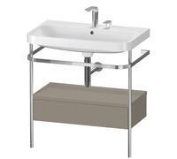 Duravit Happy D.2 Plus c-shaped Set avec console métallique et tiroir, 775x490mm, 2 trous pour robinetterie, HP4842E9292, HP4842E9292, Colorazione: Grigio pietra Vernice opaca Seta opaco