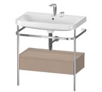 Duravit Happy D.2 Plus c-shaped Set avec console métallique et tiroir, 775x490mm, 2 trous pour robinetterie, HP4842E7575, HP4842E7575, Colorazione: Arredamento in lino