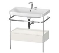 Duravit Happy D.2 Plus c-shaped Set avec console métallique et tiroir, 775x490mm, 2 trous pour robinetterie, HP4842E3939, HP4842E3939, Colorazione: Nordic White laccato opaco seta bianco nordico