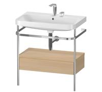 Duravit Happy D.2 Plus c-shaped Set avec console métallique et tiroir, 775x490mm, 2 trous pour robinetterie, HP4842E7171, HP4842E7171, Colorazione: Rovere mediterraneo impiallacciato in vero legno