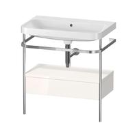 Duravit Happy D.2 Plus c-shaped Set avec console métallique et tiroir, 775x490mm, sans trou pour robinetterie, HP4842N2222, HP4842N2222, Colorazione: Decoro bianco lucido