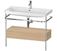Duravit Happy D.2 Plus c-shaped Set avec console métallique et tiroir, 975x490mm, 1 trou pour robinetterie, HP4843O7171, HP4843O7171, Colorazione: Rovere mediterraneo impiallacciato in vero legno