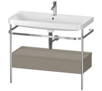 Duravit Happy D.2 Plus c-shaped Set avec console métallique et tiroir, 975x490mm, 1 trou pour robinetterie, HP4843O9292, HP4843O9292, Colorazione: Grigio pietra Vernice opaca Seta opaco