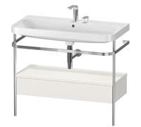 Duravit Happy D.2 Plus c-shaped Set avec console métallique et tiroir, 975x490mm, 2 trous pour robinetterie, HP4843E3939, HP4843E3939, Colorazione: Nordic White laccato opaco seta bianco nordico