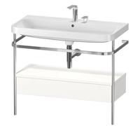 Duravit Happy D.2 Plus c-shaped Set avec console métallique et tiroir, 975x490mm, 2 trous pour robinetterie, HP4843E3636, HP4843E3636, Colorazione: Laccato bianco seta opaco