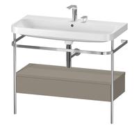 Duravit Happy D.2 Plus c-shaped Set avec console métallique et tiroir, 975x490mm, 2 trous pour robinetterie, HP4843E9292, HP4843E9292, Colorazione: Grigio pietra Vernice opaca Seta opaco