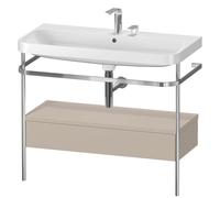 Duravit Happy D.2 Plus c-shaped Set avec console métallique et tiroir, 975x490mm, 2 trous pour robinetterie, HP4843E6060, HP4843E6060, Colorazione: Taupe seta opaco laccato opaco
