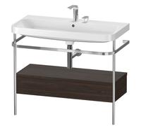 Duravit Happy D.2 Plus c-shaped Set avec console métallique et tiroir, 975x490mm, 2 trous pour robinetterie, HP4843E6969, HP4843E6969, Colorazione: Noce spazzolato Impiallacciatura in vero legno