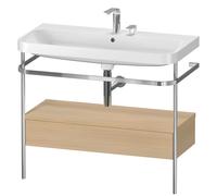 Duravit Happy D.2 Plus c-shaped Set avec console métallique et tiroir, 975x490mm, 2 trous pour robinetterie, HP4843E7171, HP4843E7171, Colorazione: Rovere mediterraneo impiallacciato in vero legno