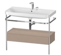 Duravit Happy D.2 Plus c-shaped Set avec console métallique et tiroir, 975x490mm, 2 trous pour robinetterie, HP4843E7575, HP4843E7575, Colorazione: Arredamento in lino