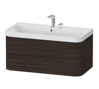 Duravit Happy D.2 Plus c-shaped Set suspendu, 975x490mm, 2 tiroirs, 2 trous pour robinetterie, HP4348E6969, HP4348E6969, Colorazione: Noce spazzolato Impiallacciatura in vero legno