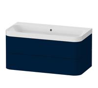 Duravit Happy D.2 Plus c-shaped Set suspendu, 975x490mm, 2 tiroirs, sans trou pour robinetterie, HP4348N9898, HP4348N9898, Colorazione: Laccato opaco seta blu notte