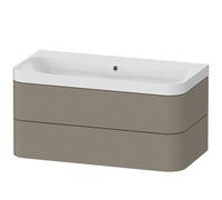 Duravit Happy D.2 Plus c-shaped Set suspendu, 975x490mm, 2 tiroirs, sans trou pour robinetterie, HP4348N9292, HP4348N9292, Colorazione: Grigio pietra Vernice opaca Seta opaco