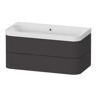 Duravit Happy D.2 Plus c-shaped Set suspendu, 975x490mm, 2 tiroirs, sans trou pour robinetterie, HP4348N8080, HP4348N8080, Colorazione: Decoro grafite super opaco
