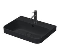 Lavabo da appoggio Duravit Happy D.2 Plus Plus, 23606060, 1 foro per rubinetto, 600x460 mm, rettificato, con troppopieno, con panca per rubinetto, Colorazione: Colore interno antracite opaco, colore esterno antracite opaco, con Wondergliss