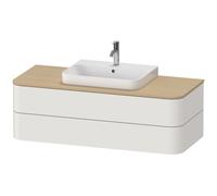 Duravit Happy D.2 Plus Meuble sous-lavabo pour console murale, 1300x550 mm, 2 tiroirs, pour lave-mains, HP496203939, HP496203939, Colorazione: Nordic White laccato opaco seta bianco nordico
