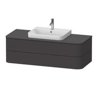 Duravit Happy D.2 Plus Meuble sous-lavabo pour console murale, 1300x550 mm, 2 tiroirs, pour vasques sur le dessus, HP4972080800010, HP4972080800010, Colorazione: Decoro grafite super opaco con illumin