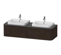 Duravit Happy D.2 Plus Meuble sous-lavabo pour console murale, 1600x550 mm, 2 tiroirs, pour 2 lavabos sur le dessus, HP4946B6969, HP4946B6969, Colorazione: Noce spazzolato Impiallacciatura in vero leg