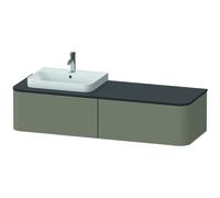 Duravit Happy D.2 Plus Meuble sous-lavabo pour console murale, 1600x550 mm, 2 tiroirs, pour lavabo en saillie Position gauche, HP4944L9292, HP4944L9292, Colorazione: Grigio pietra Vernice opaca Seta o