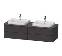 Duravit Happy D.2 Plus Meuble sous-lavabo pour console murale, 1600x550 mm, 4 tiroirs, pour 2 vasques sur le dessus, HP4974B8080, HP4974B8080, Colorazione: grafite supermatt