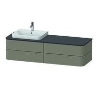 Duravit Happy D.2 Plus Meuble sous-lavabo pour console murale, 1600x550 mm, 4 tiroirs, pour vasque en saillie Position gauche, HP4973L9292, HP4973L9292, Colorazione: Grigio pietra Vernice opaca Seta o