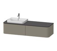 Duravit Happy D.2 Plus Meuble sous-lavabo sur console suspendu, 1600x550 mm, 2 tiroirs, pour vasque à poser Position à gauche, HP4944L9292, HP4944L9292, Colorazione: Grigio pietra Vernice opaca Seta o
