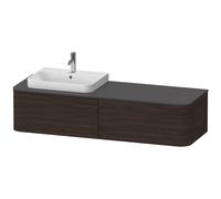 Duravit Happy D.2 Plus Meuble sous-lavabo sur console suspendu, 1600x550 mm, 2 tiroirs, pour vasque à poser Position à gauche, HP4944L6969, HP4944L6969, Colorazione: Noce spazzolato Impiallacciatura i