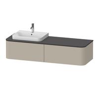 Duravit Happy D.2 Plus Meuble sous-lavabo sur console suspendu, 1600x550 mm, 2 tiroirs, pour vasque à poser Position à gauche, HP4944L6060, HP4944L6060, Colorazione: Taupe seta opaco laccato opaco