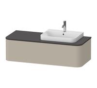 Duravit Happy D.2 Plus Meuble sous-vasque en console suspendu, 1300x550mm, 1 tiroir, pour vasque à poser Position à droite, HP4942R6060, HP4942R6060, Colorazione: Taupe seta opaco laccato opaco
