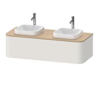 Duravit Happy D.2 Plus Meuble sous-vasque sur console suspendu, 1300x550 mm, 1 tiroir, pour vasque à poser, HP4943B39390010, HP4943B39390010, Colorazione: Laccato bianco nordico satinato con illuminaz