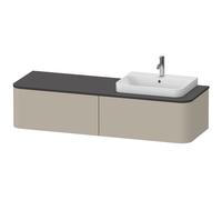 Duravit Happy D.2 Plus Meuble sous-vasque sur console suspendu, 1600x550 mm, 2 tiroirs, pour vasque à poser Position à droite, HP4944R6060, HP4944R6060, Colorazione: Taupe seta opaco laccato opaco