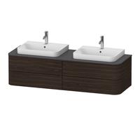 Duravit Happy D.2 Plus Meuble sous-vasque sur console suspendu, 1600x550 mm, 4 tiroirs, pour 2 lavabos pour meuble, HP4964B6969, HP4964B6969, Colorazione: Noce spazzolato Impiallacciatura in vero legn