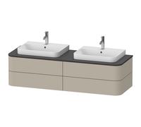 Duravit Happy D.2 Plus Meuble sous-vasque sur console suspendu, 1600x550 mm, 4 tiroirs, pour 2 lavabos pour meuble, HP4964B6060, HP4964B6060, Colorazione: Taupe seta opaco laccato opaco