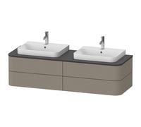 Duravit Happy D.2 Plus Meuble sous-vasque sur console suspendu, 1600x550 mm, 4 tiroirs, pour 2 lavabos pour meuble, HP4964B9292, HP4964B9292, Colorazione: Grigio pietra Vernice opaca Seta opaco