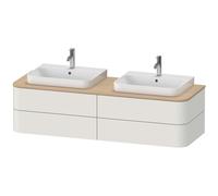 Mobiletto Duravit Happy D.2 Plus Plus Vanity per consolle a parete, 1600x550 mm, 4 cassetti, per 2 lavabi da appoggio, Colorazione: Nordic White laccato opaco seta bianco nordico