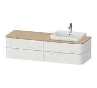 Duravit Happy D.2 Plus Meuble sous-vasque sur console suspendu, 1600x550 mm, 4 tiroirs, pour lavabo pour meuble position à droite, HP4963R3939, HP4963R3939, Colorazione: Nordic White laccato opaco set
