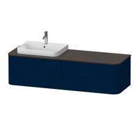 Duravit Happy D.2 Plus Meuble sous-vasque sur console suspendu, 1600x550 mm, 4 tiroirs, pour lavabo pour meuble position à gauche, HP4963L9898, HP4963L9898, Colorazione: Laccato opaco seta blu notte