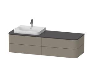Duravit Happy D.2 Plus Meuble sous-vasque sur console suspendu, 1600x550 mm, 4 tiroirs, pour lavabo pour meuble position à gauche, HP4963L9292, HP4963L9292, Colorazione: Grigio pietra Vernice opaca Se